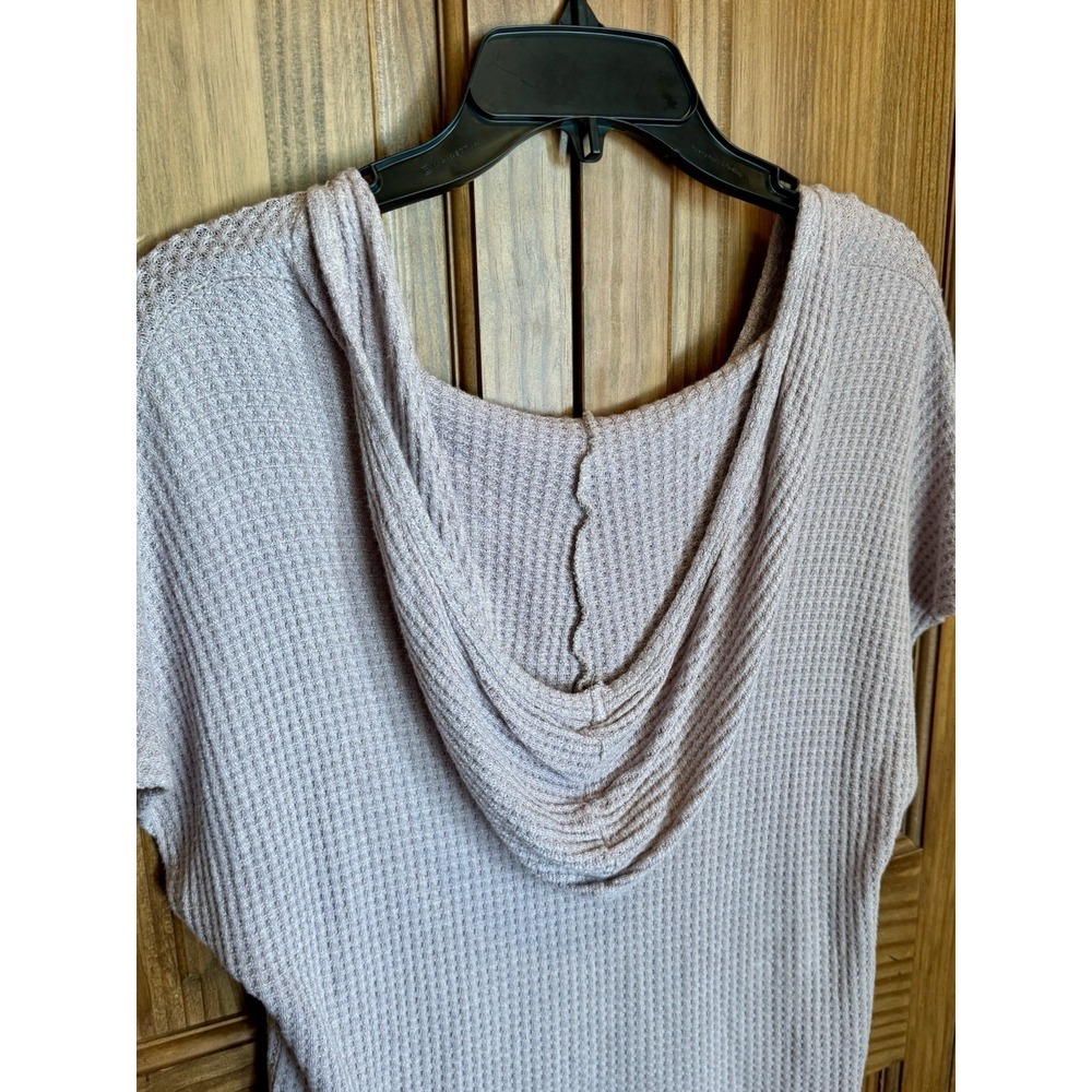 Vocal USA Women's Y2k Light Purple Embellished‎ Hooded Long Sleeve Top Waffle S - Picture 6 of 7